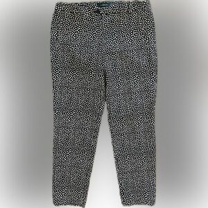 Talbots Hampshire Straight Ankle Pants, Black with Pale Pink Spots, Stretch, 10